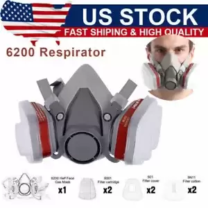 7in1 Half Face Gas Mask Facepiece Chemical Spray Painting Safety 6200 Respirator