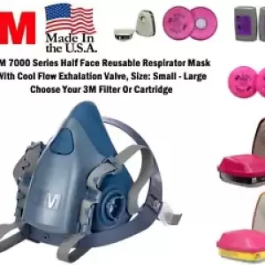 3M SILICONE PPE Half Face Respirator Facepiece Mask W/ Cartridge Filter Option