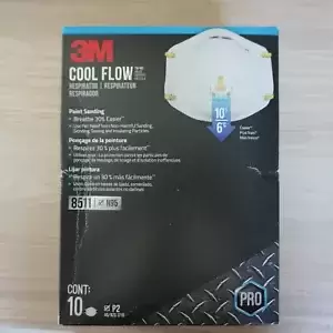 3M 8511 N95 Respirator Mask with Cool Flow Valve, 10 Pack