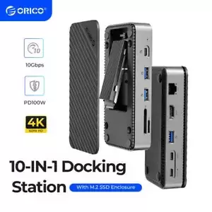 ORICO M.2 NVMe NGFF SATA SSD Hard Drive Enclosure USB C Hub W/ Cooling
