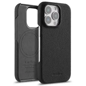Melkco Para Iphone 16 Pro Max Case Genuino de Cuero de Vaca PC Portada Compatible Con Magsafe - Negro