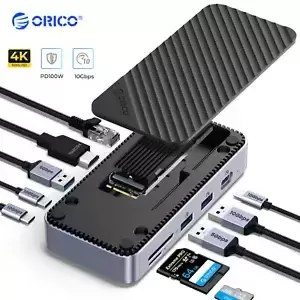 ORICO M.2 NGFF/NVMe SATA SSD Hard Drive Enclosure USBC Hub Docking