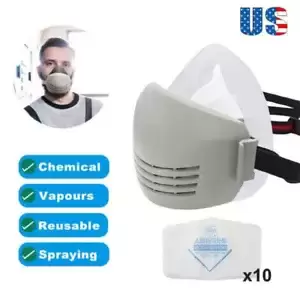 Safety Half Face Mask With 10pcs Filter Anti-Dust / Gas Respirator Mask Reusable