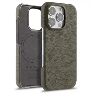 Melkco Para Iphone 16 Pro Case Cubierta de Teléfono de PC de Cuero de Vaca Genuina Compatible Con Magsafe - Gris