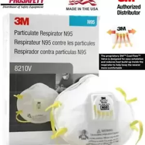 3M 8210V N95 Particulate Respirator Protection Masks W/ Exhalation Valve 10 BX